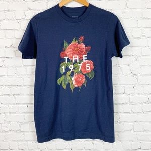 The 1975 Navy Floral Rose Logo T Shirt Band Tee